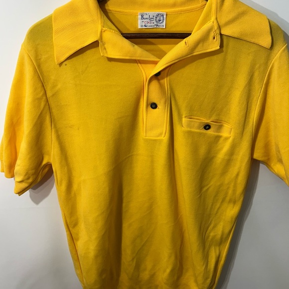 Other - Vintage 70s Ban-Lon Mustard Yellow Knit Polo Shirt Retro Wide Collar Men’s| L